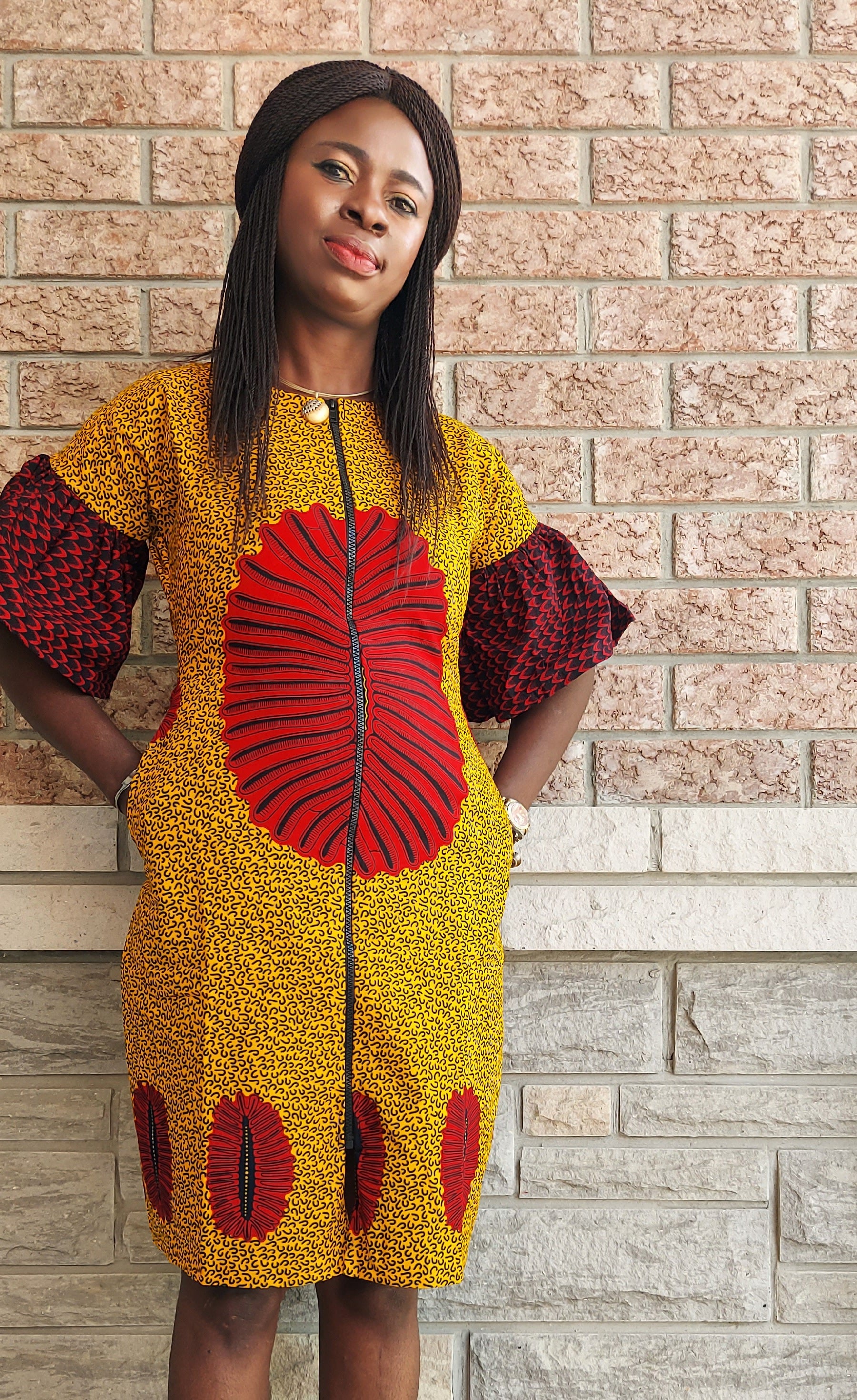 Ankara Print Mustard Ayisha Dress