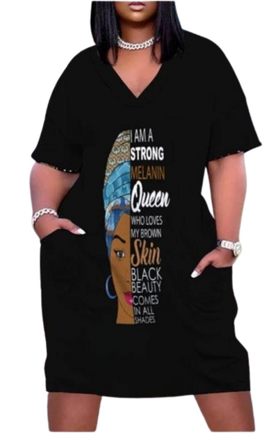 Digital Print Dress Strong Melanin Queen